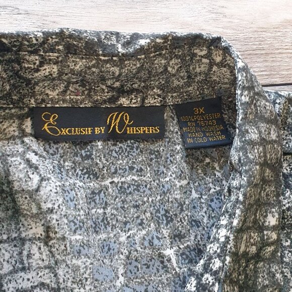 Women Blouse Excuse By Whispers 3X Crocodile Print Short-Sleeve Button Up Shirt - Picture 4 of 5